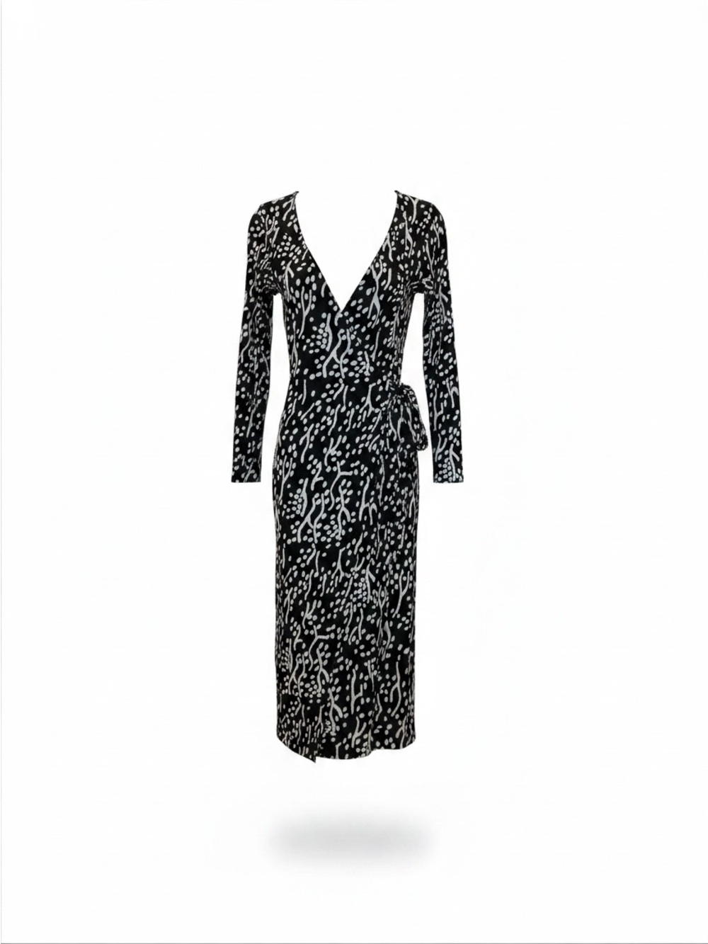 Diane Von Furstenberg for Target Black and White Printed Wrap Midi Dress Sz XS